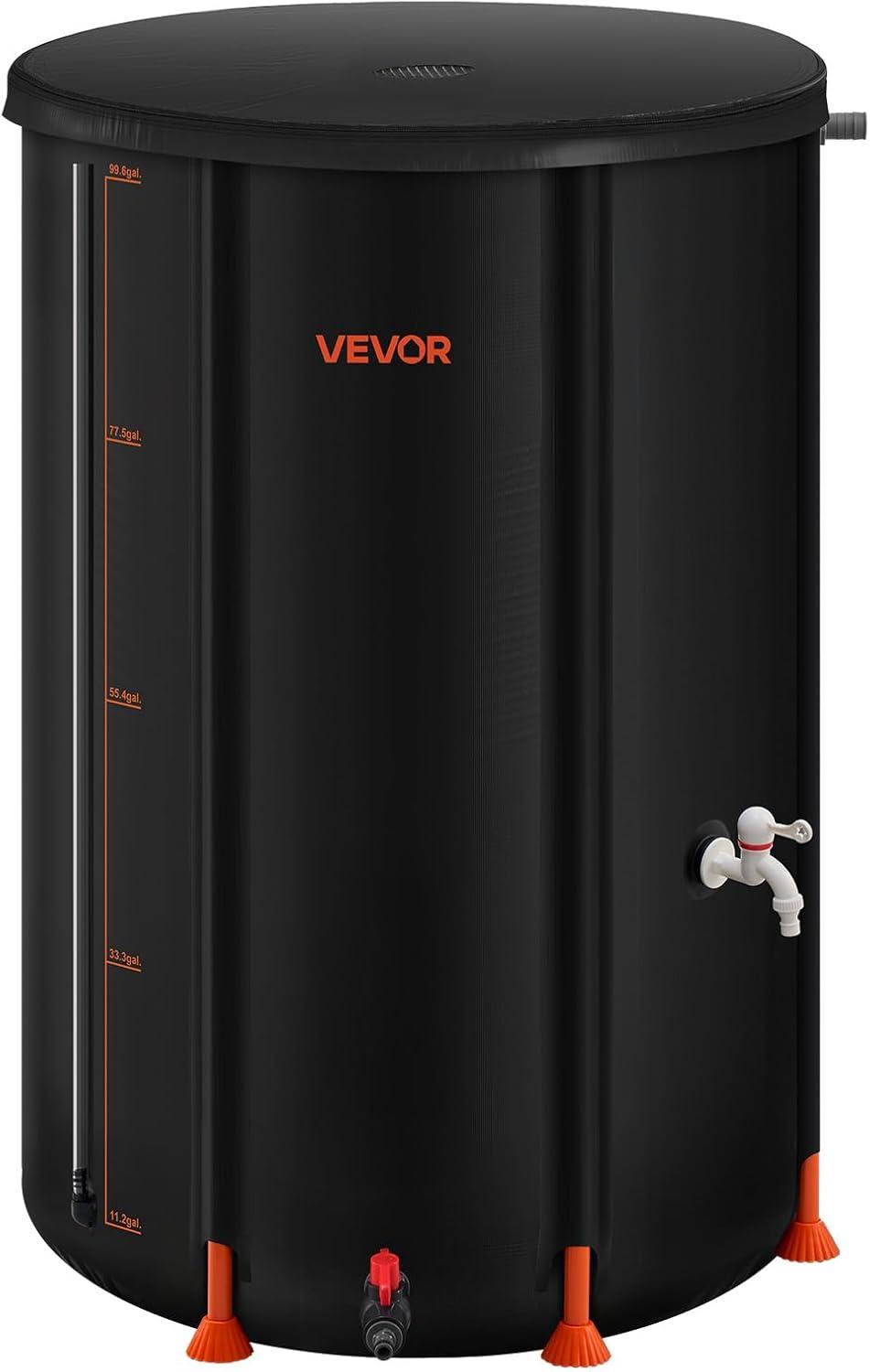 image:imageVEVOR Collapsible Rain Barrel 66 Gallon250 L Portable Rain Water Collection Barrel PVC Rainwater Collection System with Spigots and Overflow Kit Water Barrel for Garden Water CatcherBlack