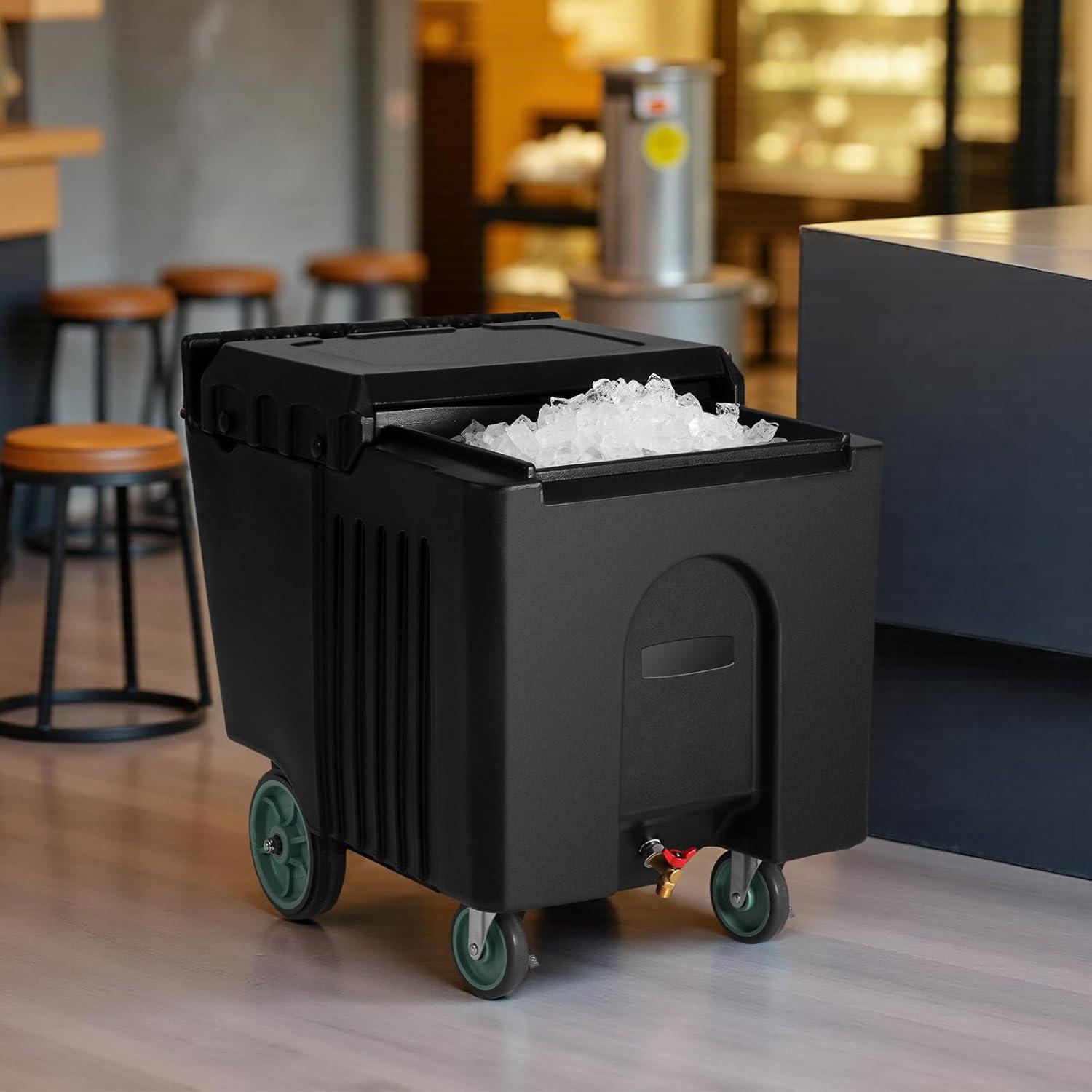 image:imageVEVOR Commercial Ice Bin Underbar Ice Bin Stainless Steel Ice Chest with Sliding Lid Bottle Holders Adjustable Bullet Feet Cooler Cart Cocktail Unit for Bar Restaurant Pub315 x 228 x 29 inch