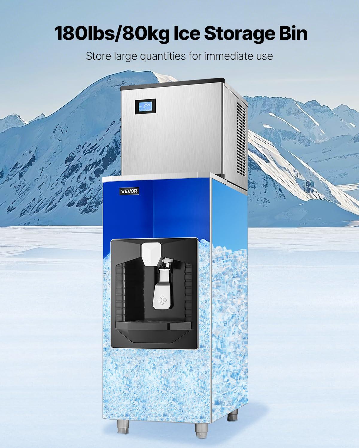 image:imageVEVOR Commercial Ice Maker Machine 300LBS24H IceMaking Machine with 300LBS Stainless Steel Storage Bin Auto SelfCleaning Ice Maker with Touchscreen for Bar Cafe Restaurant Business CommercialIce Storage Bin