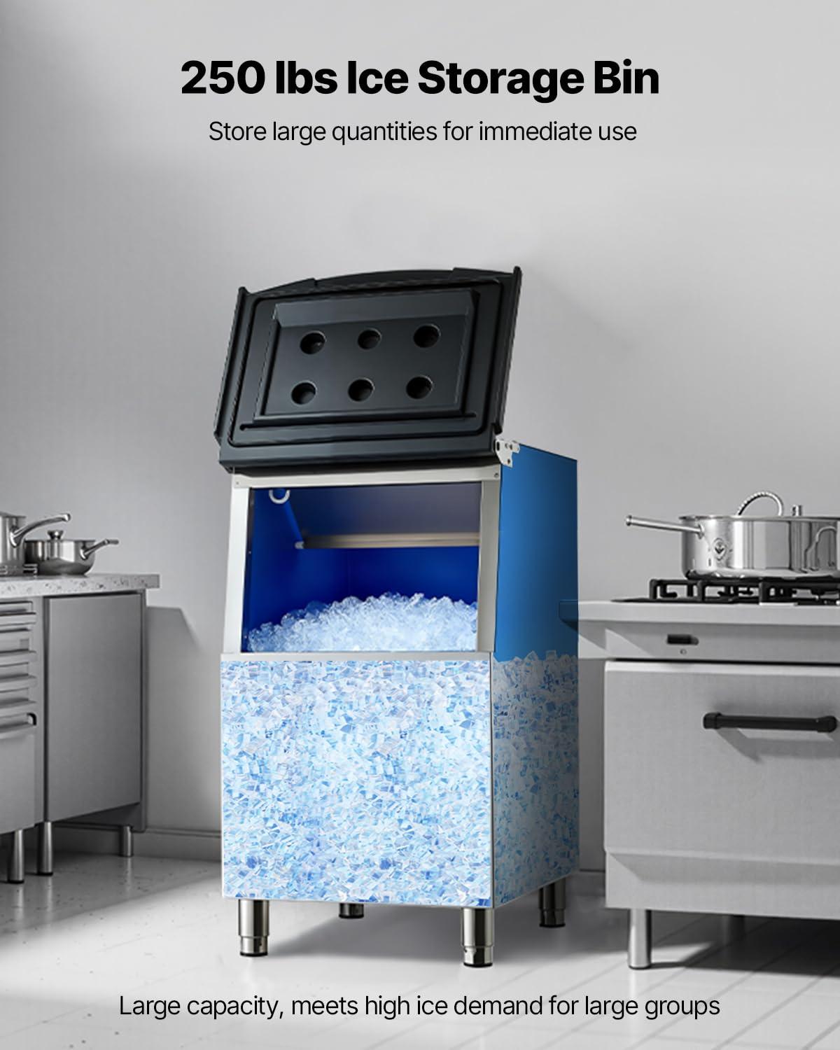 image:imageVEVOR Commercial Ice Maker Machine 300LBS24H IceMaking Machine with 300LBS Stainless Steel Storage Bin Auto SelfCleaning Ice Maker with Touchscreen for Bar Cafe Restaurant Business CommercialIce Storage Bin