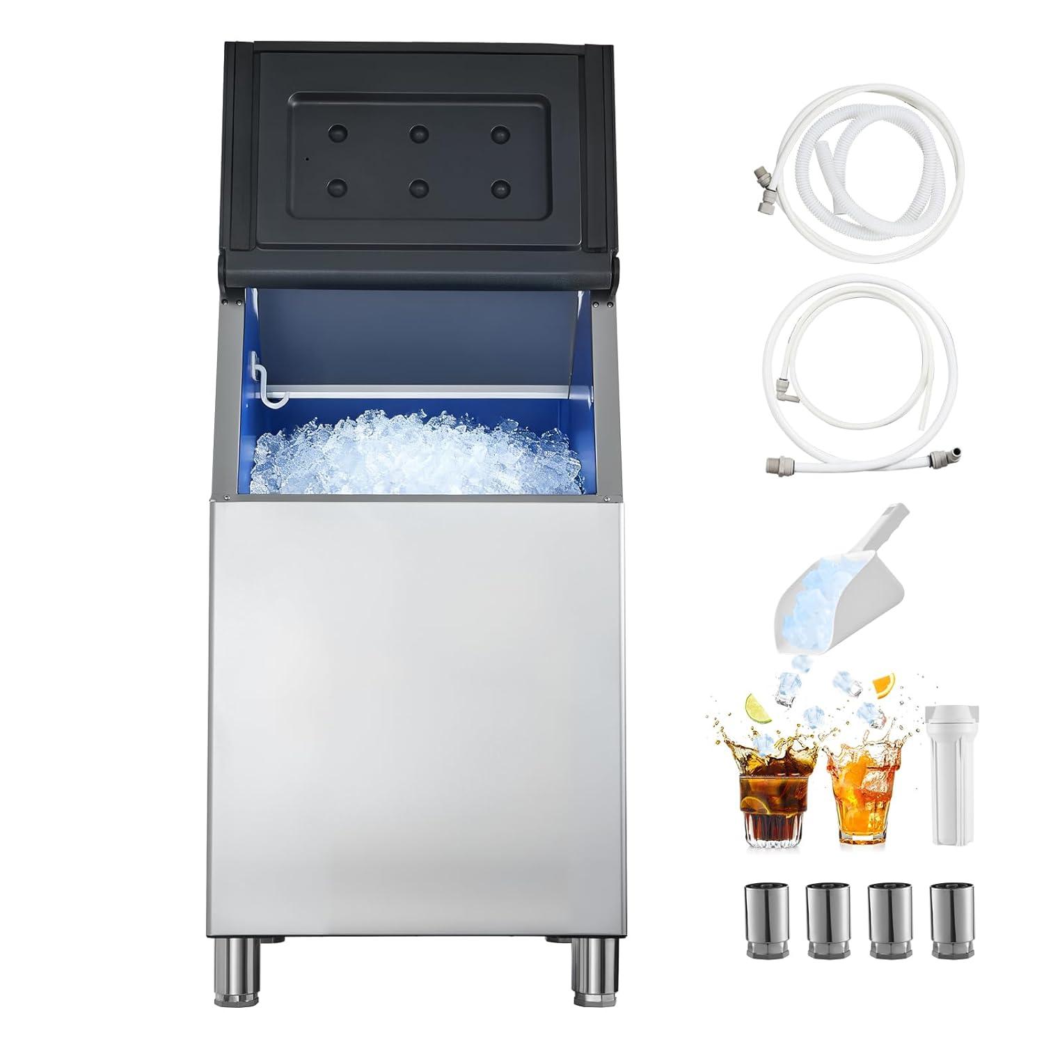 image:imageVEVOR Commercial Ice Maker Machine 300LBS24H IceMaking Machine with 300LBS Stainless Steel Storage Bin Auto SelfCleaning Ice Maker with Touchscreen for Bar Cafe Restaurant Business CommercialIce Storage Bin
