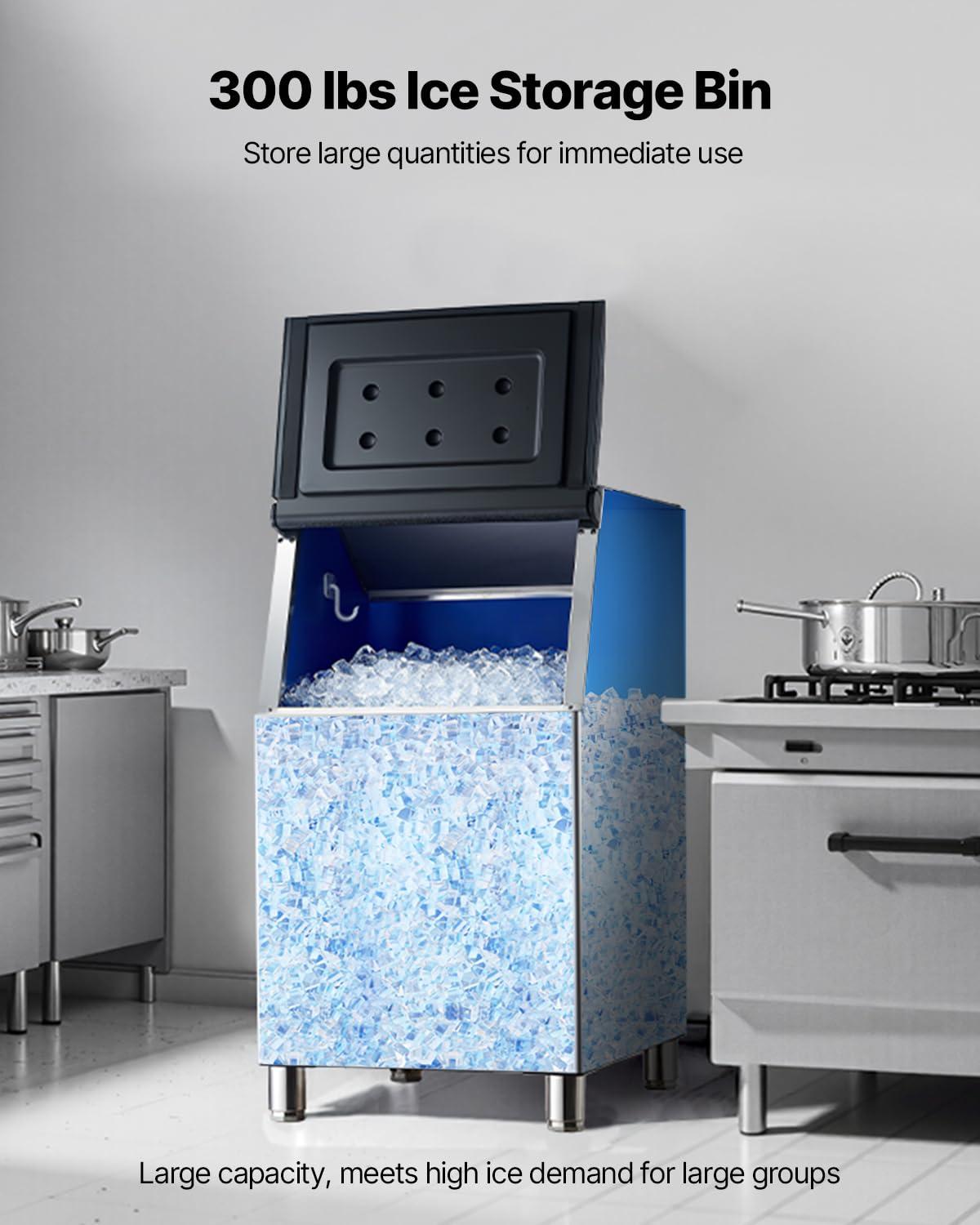 image:imageVEVOR Commercial Ice Maker Machine 300LBS24H IceMaking Machine with 300LBS Stainless Steel Storage Bin Auto SelfCleaning Ice Maker with Touchscreen for Bar Cafe Restaurant Business CommercialIce Storage Bin