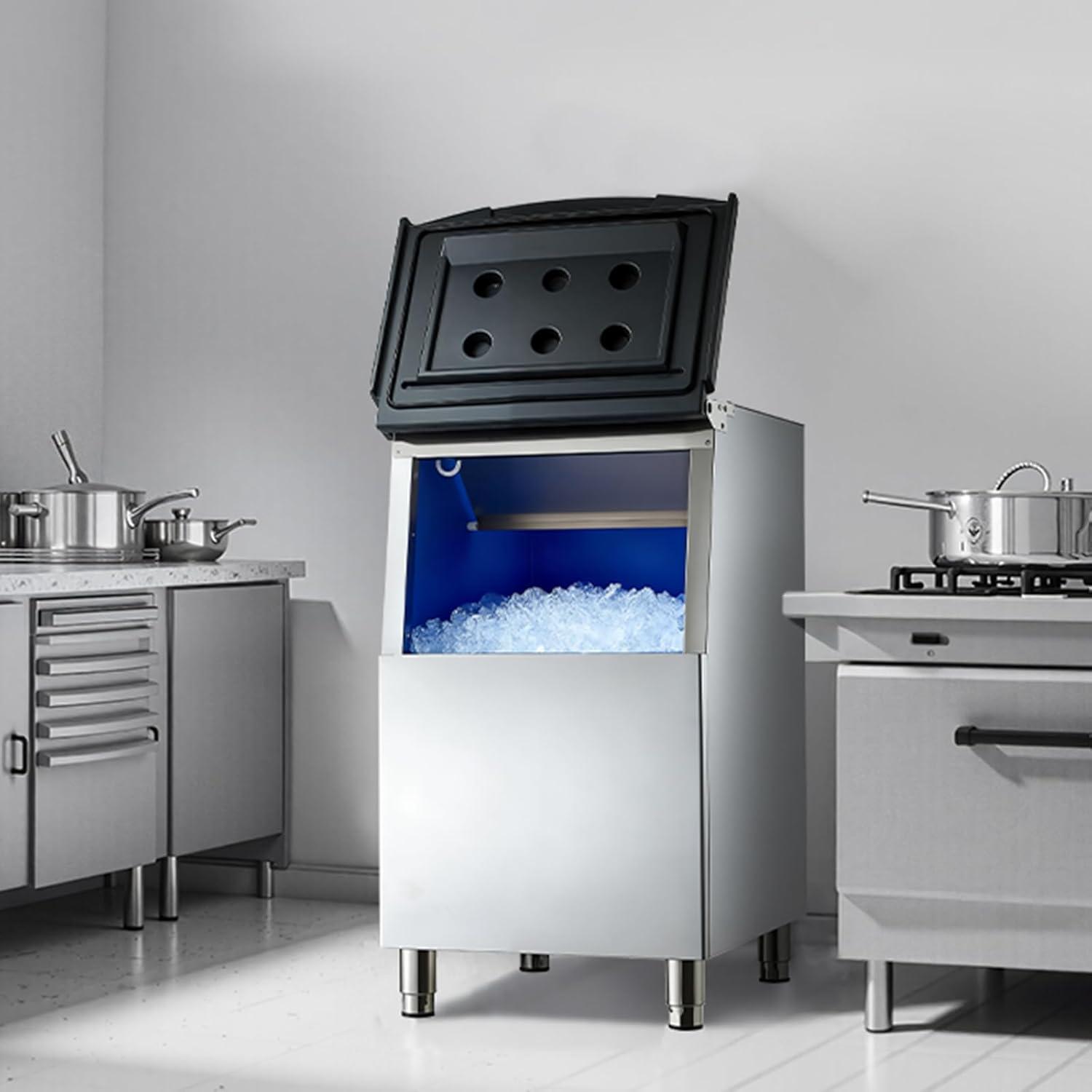 image:imageVEVOR Commercial Ice Maker Machine 300LBS24H IceMaking Machine with 300LBS Stainless Steel Storage Bin Auto SelfCleaning Ice Maker with Touchscreen for Bar Cafe Restaurant Business CommercialIce Storage Bin