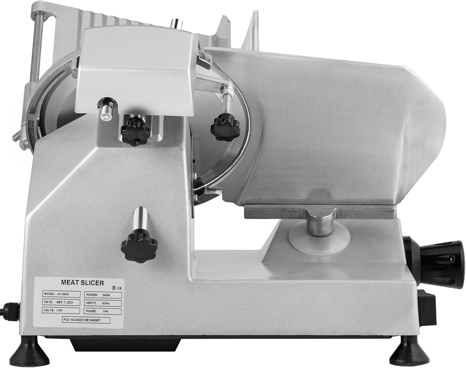 image:imageVEVOR Commercial Meat Slicer 10 inch Electric Food Slicer 240W Frozen Meat Deli Slicer Premium Chromiumplated Steel Blade SemiAuto Meat Slicer For Commercial and Home use87IN200W