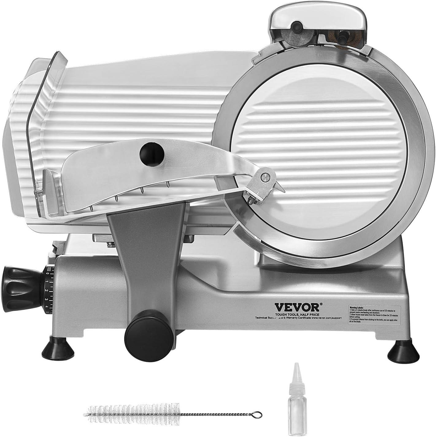 image:imageVEVOR Commercial Meat Slicer 10 inch Electric Food Slicer 240W Frozen Meat Deli Slicer Premium Chromiumplated Steel Blade SemiAuto Meat Slicer For Commercial and Home use10IN340W
