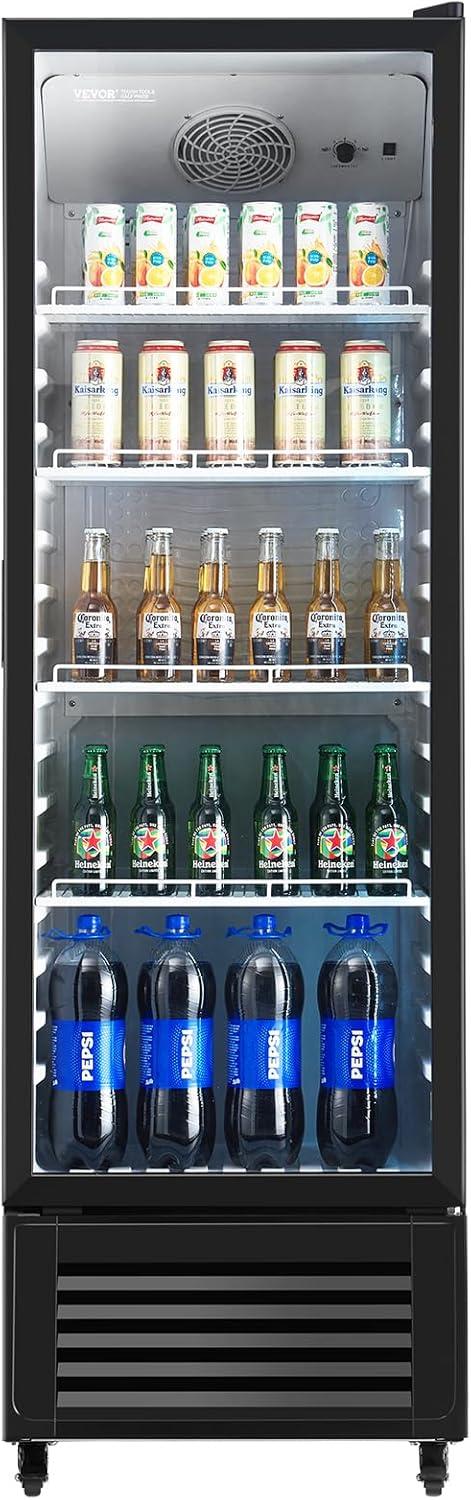 image:imageVEVOR Commercial Merchandiser Refrigerator 1147 CUFT Glass Door Display Refrigerator Upright Beverage Refrigerator Cooler Merchandiser with 4 Adjustable Shelves Casters Soft LED Light Black1147 cuft