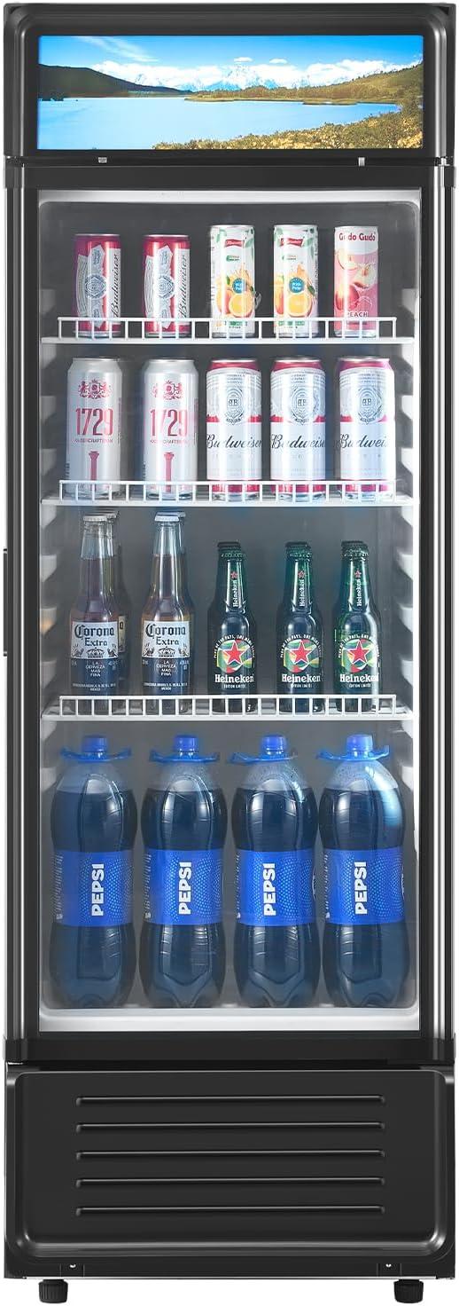 image:imageVEVOR Commercial Merchandiser Refrigerator 1147 CUFT Glass Door Display Refrigerator Upright Beverage Refrigerator Cooler Merchandiser with 4 Adjustable Shelves Casters Soft LED Light Black69 cuft