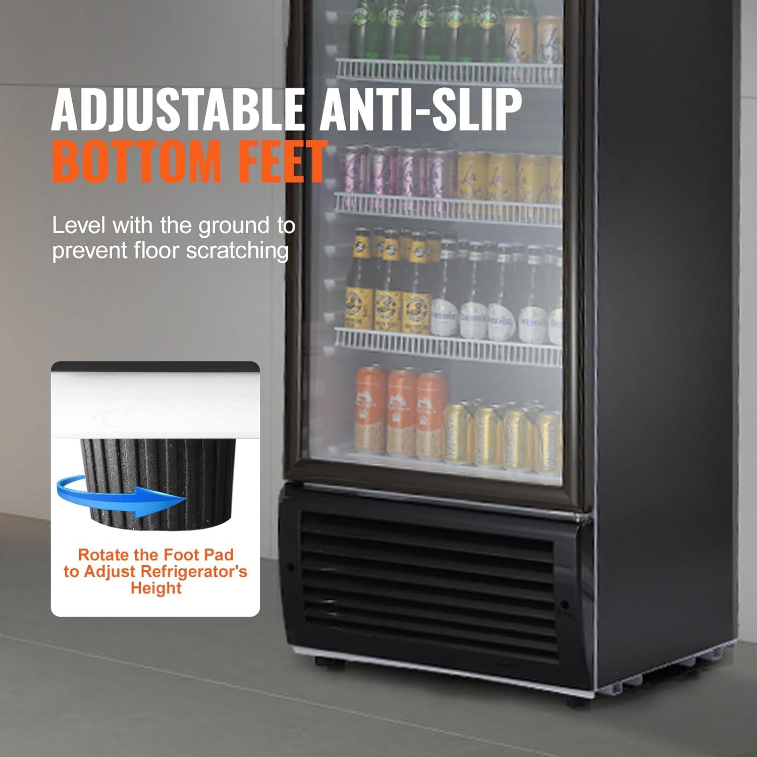 image:imageVEVOR Commercial Merchandiser Refrigerator 1147 CUFT Glass Door Display Refrigerator Upright Beverage Refrigerator Cooler Merchandiser with 4 Adjustable Shelves Casters Soft LED Light Black148 cuft