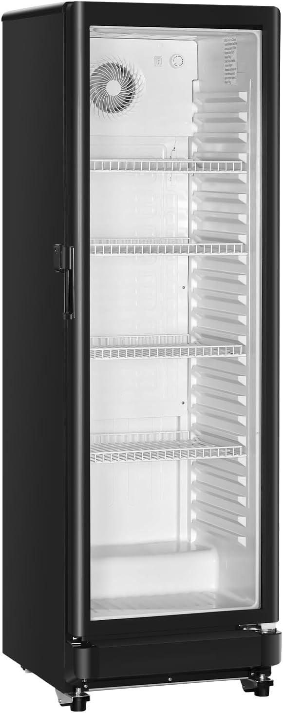 image:imageVEVOR Commercial Merchandiser Refrigerator 1147 CUFT Glass Door Display Refrigerator Upright Beverage Refrigerator Cooler Merchandiser with 4 Adjustable Shelves Casters Soft LED Light Black81 cuft