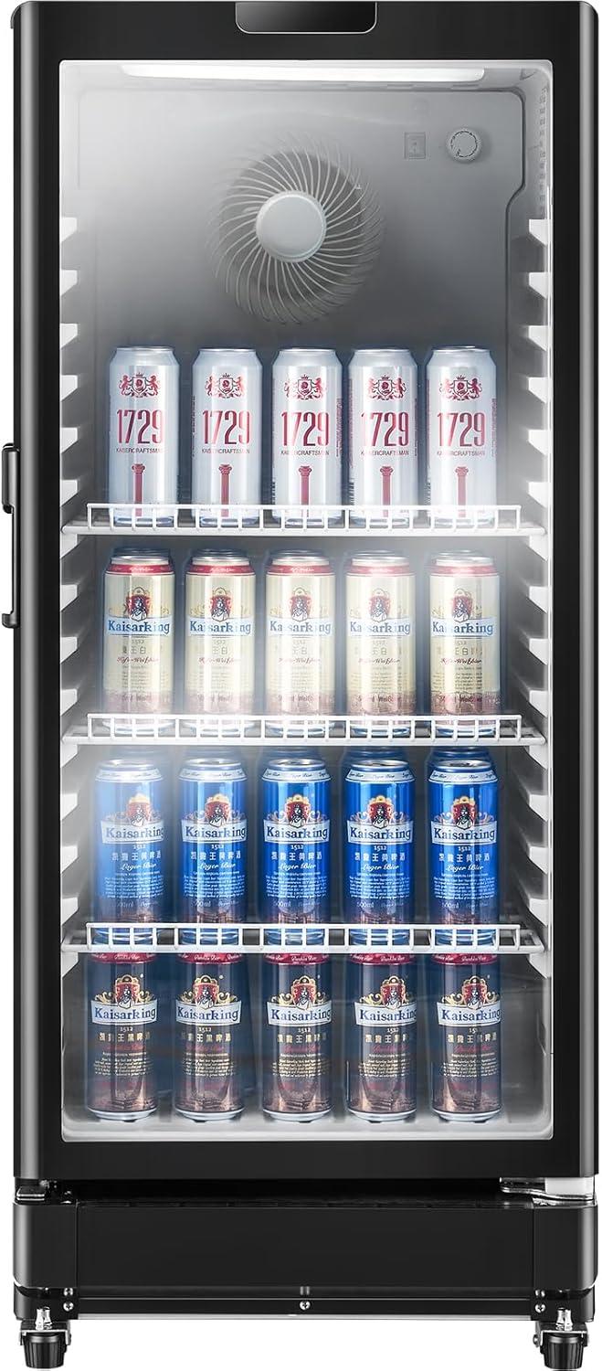 image:imageVEVOR Commercial Merchandiser Refrigerator 1147 CUFT Glass Door Display Refrigerator Upright Beverage Refrigerator Cooler Merchandiser with 4 Adjustable Shelves Casters Soft LED Light Black57 cuft