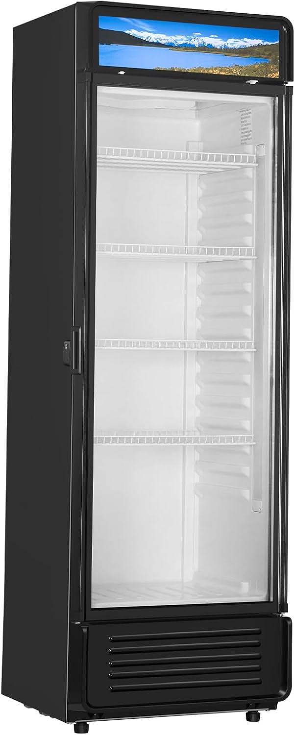 image:imageVEVOR Commercial Merchandiser Refrigerator 1147 CUFT Glass Door Display Refrigerator Upright Beverage Refrigerator Cooler Merchandiser with 4 Adjustable Shelves Casters Soft LED Light Black133 cuft