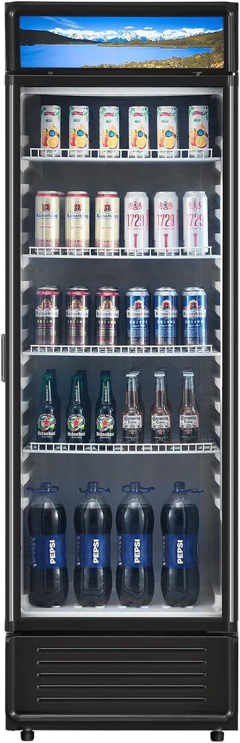 image:imageVEVOR Commercial Merchandiser Refrigerator 1147 CUFT Glass Door Display Refrigerator Upright Beverage Refrigerator Cooler Merchandiser with 4 Adjustable Shelves Casters Soft LED Light Black133 cuft