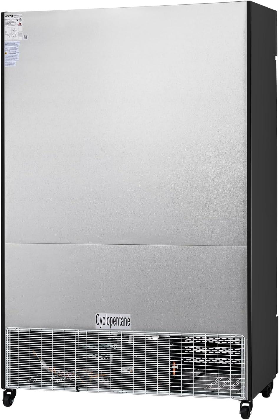 image:imageVEVOR Commercial Merchandiser Refrigerator 1147 CUFT Glass Door Display Refrigerator Upright Beverage Refrigerator Cooler Merchandiser with 4 Adjustable Shelves Casters Soft LED Light Black3627 cuft