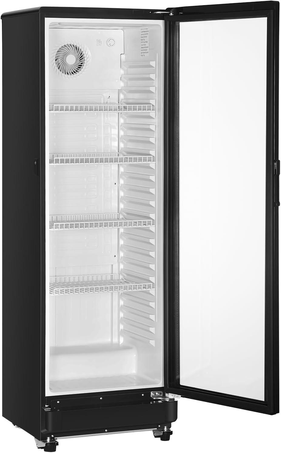 image:imageVEVOR Commercial Merchandiser Refrigerator 1147 CUFT Glass Door Display Refrigerator Upright Beverage Refrigerator Cooler Merchandiser with 4 Adjustable Shelves Casters Soft LED Light Black81 cuft