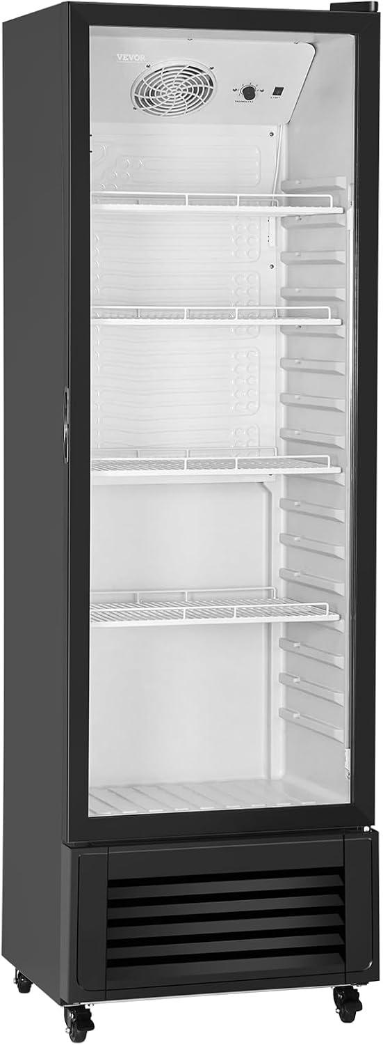 image:imageVEVOR Commercial Merchandiser Refrigerator 1147 CUFT Glass Door Display Refrigerator Upright Beverage Refrigerator Cooler Merchandiser with 4 Adjustable Shelves Casters Soft LED Light Black1147 cuft