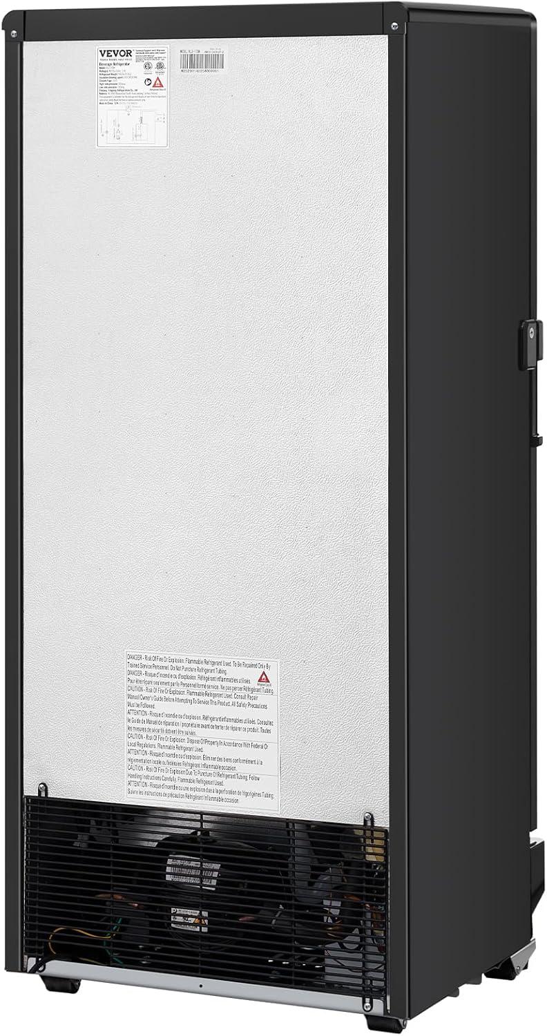 image:imageVEVOR Commercial Merchandiser Refrigerator 1147 CUFT Glass Door Display Refrigerator Upright Beverage Refrigerator Cooler Merchandiser with 4 Adjustable Shelves Casters Soft LED Light Black57 cuft