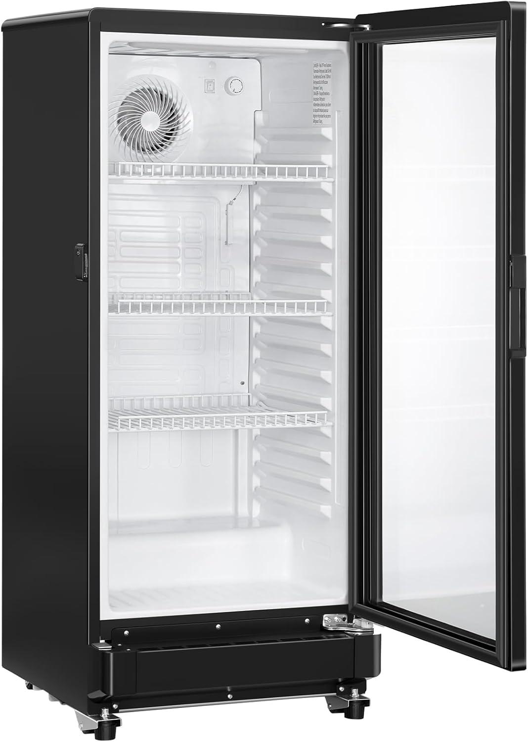 image:imageVEVOR Commercial Merchandiser Refrigerator 1147 CUFT Glass Door Display Refrigerator Upright Beverage Refrigerator Cooler Merchandiser with 4 Adjustable Shelves Casters Soft LED Light Black57 cuft
