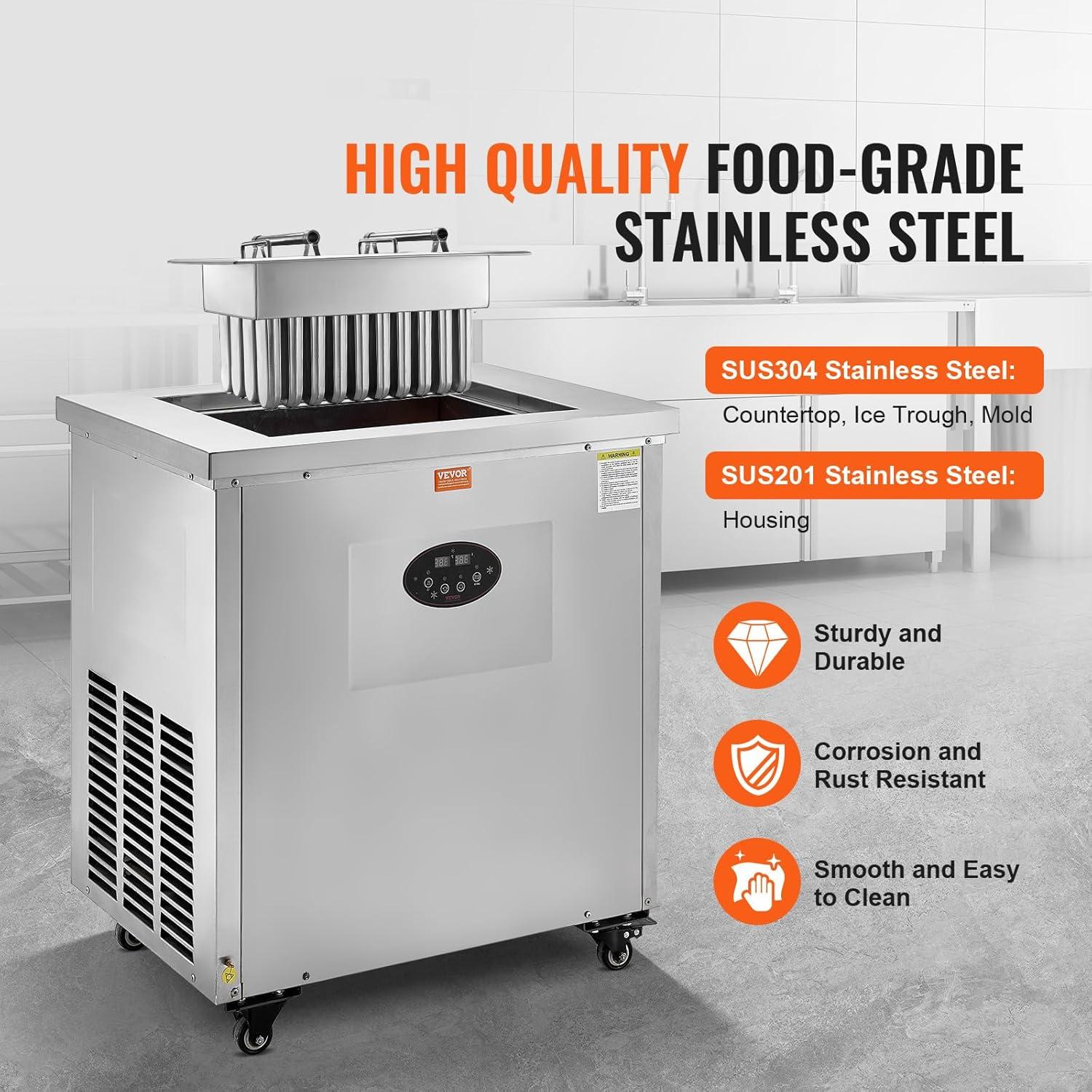 image:imageVEVOR Commercial Popsicle Machine Single Mould Set 40 PCS Ice Pops Making Machine Stainless Steel Commercial Ice Lolly Maker Ice Sticks Popsicle Machine for Bar Cafes Milktea StoresPopsicle Machine