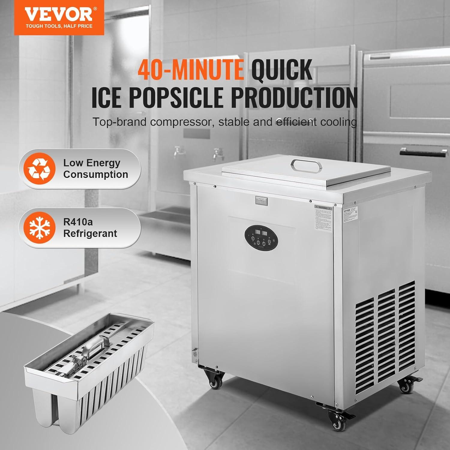 image:imageVEVOR Commercial Popsicle Machine Single Mould Set 40 PCS Ice Pops Making Machine Stainless Steel Commercial Ice Lolly Maker Ice Sticks Popsicle Machine for Bar Cafes Milktea StoresPopsicle Machine