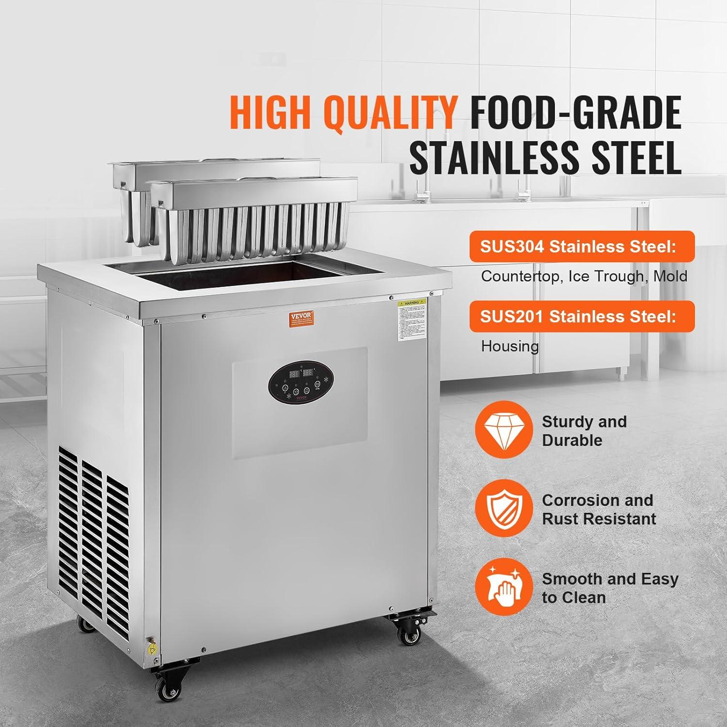 image:imageVEVOR Commercial Popsicle Machine Single Mould Set 40 PCS Ice Pops Making Machine Stainless Steel Commercial Ice Lolly Maker Ice Sticks Popsicle Machine for Bar Cafes Milktea StoresPopsicle Machine
