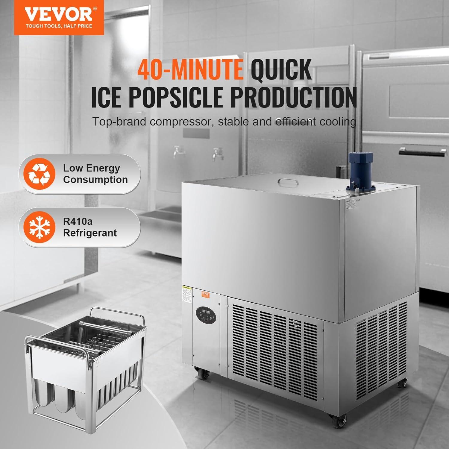 image:imageVEVOR Commercial Popsicle Machine Single Mould Set 40 PCS Ice Pops Making Machine Stainless Steel Commercial Ice Lolly Maker Ice Sticks Popsicle Machine for Bar Cafes Milktea StoresPopsicle Machine