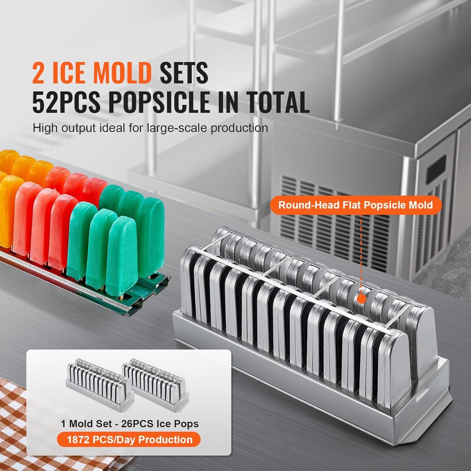 image:imageVEVOR Commercial Popsicle Machine Single Mould Set 40 PCS Ice Pops Making Machine Stainless Steel Commercial Ice Lolly Maker Ice Sticks Popsicle Machine for Bar Cafes Milktea StoresPopsicle Machine