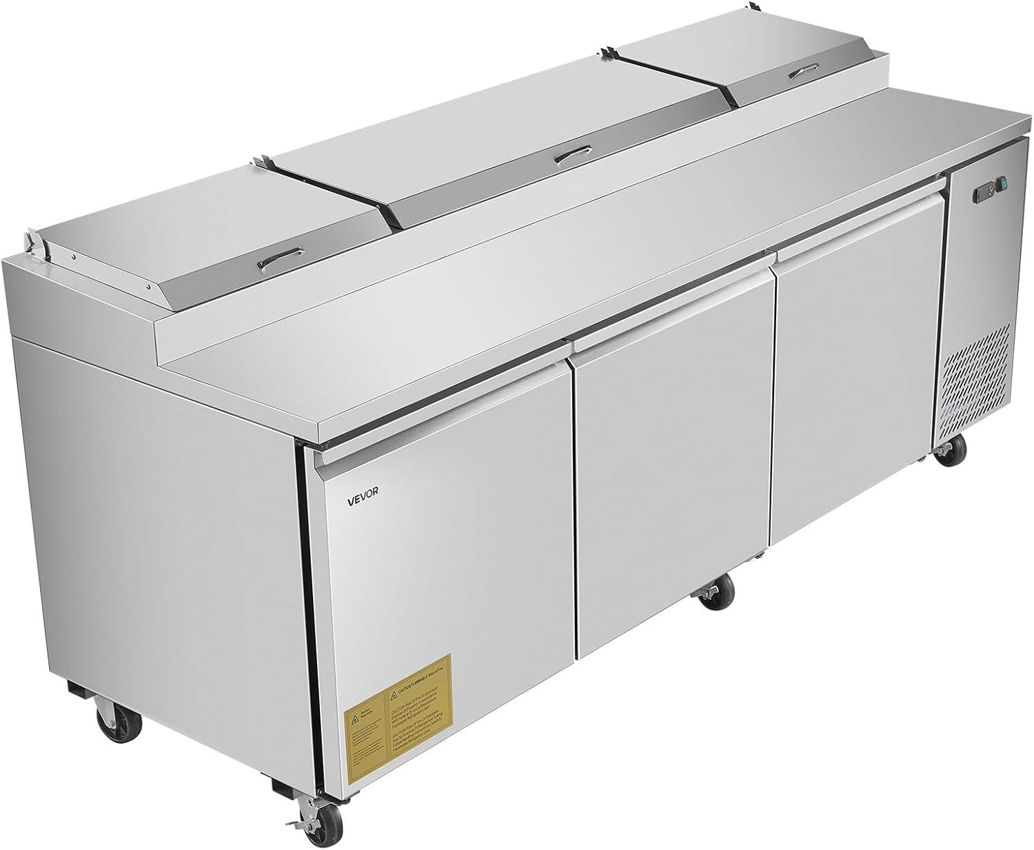 image:imageVEVOR Commercial Refrigerator 28 W SandwichSalad Prep Refrigerated Table Stainless Steel Food Prep Station Fridge with 8 Pan for Restaurant Bar Shop 71 Cu Ft Refrigerator Single Door Silver93 Pizza Prep Refrigerator