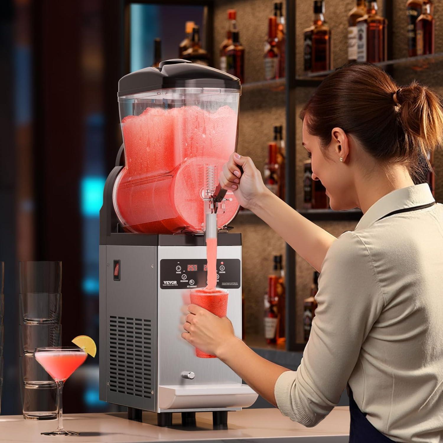 image:imageVEVOR Commercial Slushy Machine 12Lx2 Double Tank Frozen Drink Machine 96 Cups Stainless Steel Margarita Smoothie Frozen Drink Maker Slushie Machine for Home Party Restaurants Cafe Bars12L