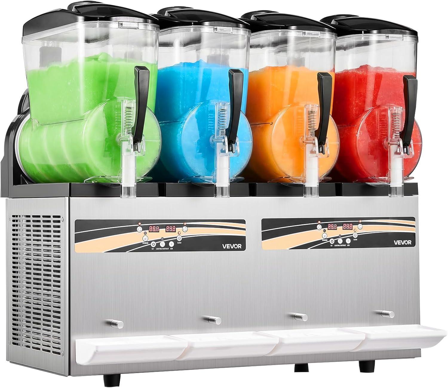 image:imageVEVOR Commercial Slushy Machine 12Lx2 Double Tank Frozen Drink Machine 96 Cups Stainless Steel Margarita Smoothie Frozen Drink Maker Slushie Machine for Home Party Restaurants Cafe Bars48L