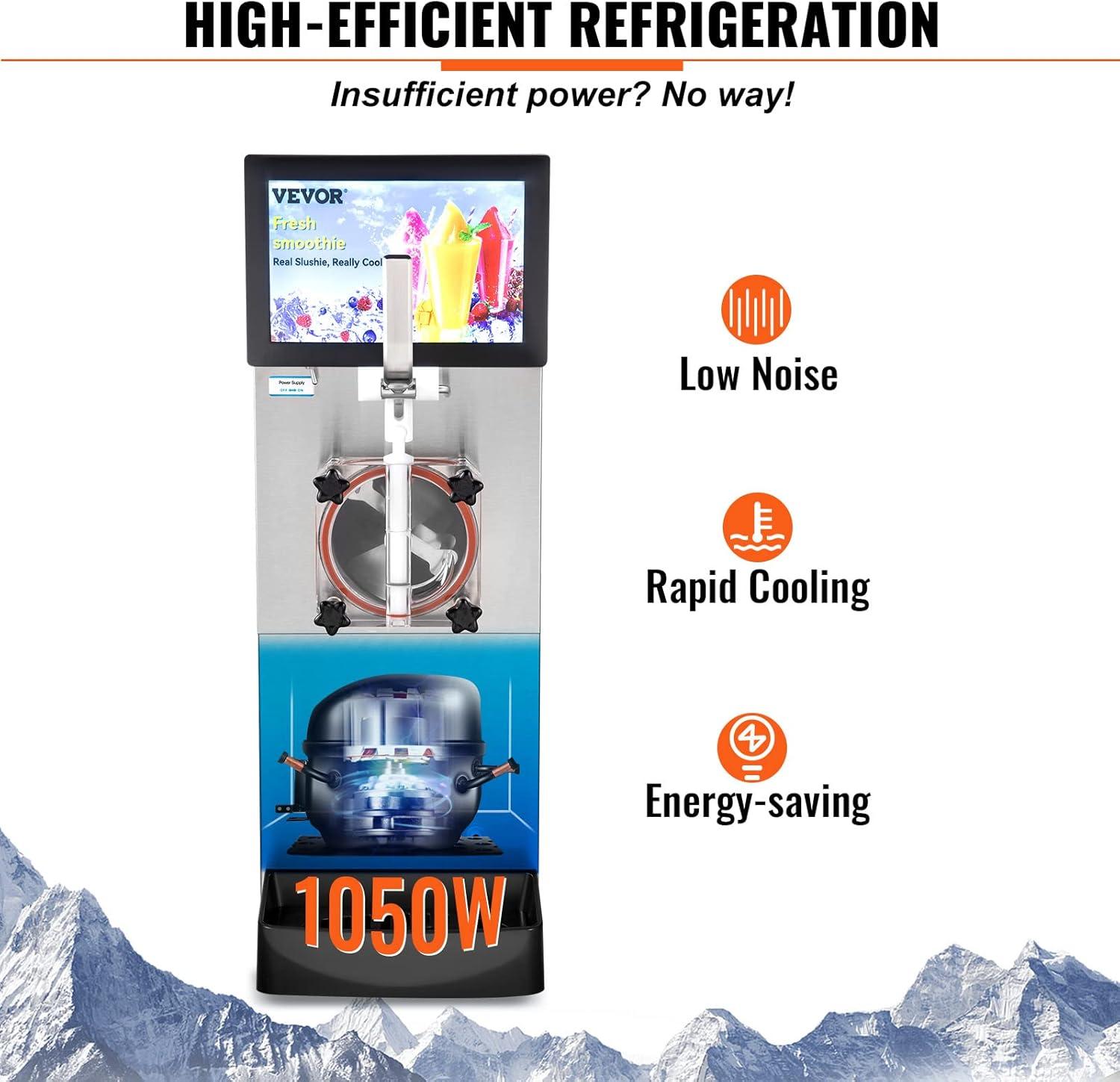 image:imageVEVOR Commercial Slushy Machine 8L 21 Gal Single Bowl Cool and Freeze Modes 1050W Stainless Steel Margarita Smoothie Frozen Drink Maker Slushie Machine for Party Cafes Restaurants Bars Home8L