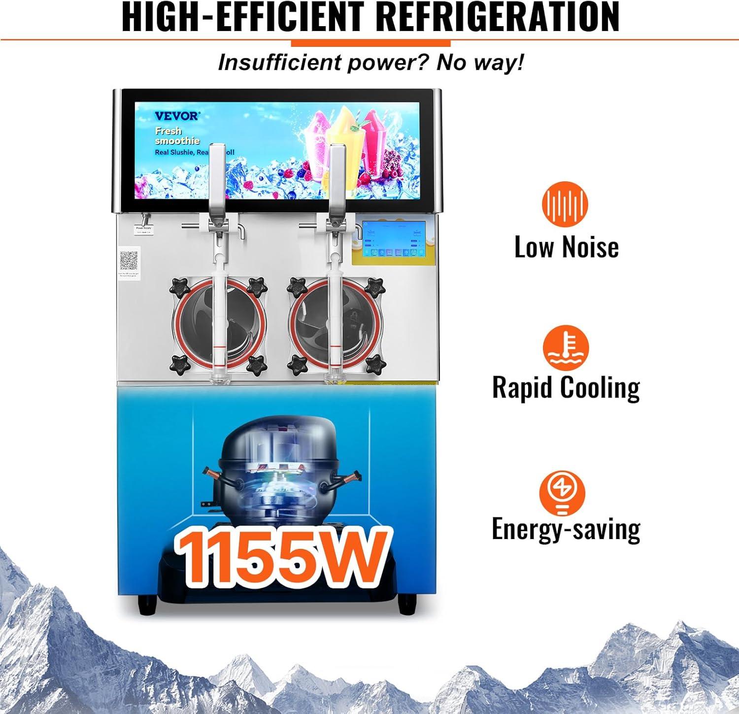 image:imageVEVOR Commercial Slushy Machine 8L 21 Gal Single Bowl Cool and Freeze Modes 1050W Stainless Steel Margarita Smoothie Frozen Drink Maker Slushie Machine for Party Cafes Restaurants Bars Home8L8L