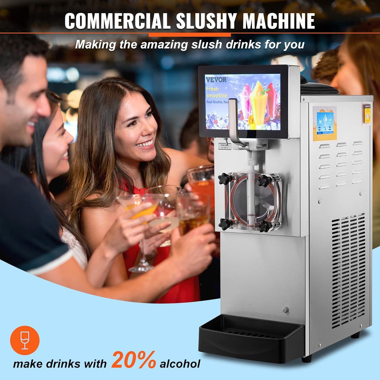 image:imageVEVOR Commercial Slushy Machine 8L 21 Gal Single Bowl Cool and Freeze Modes 1050W Stainless Steel Margarita Smoothie Frozen Drink Maker Slushie Machine for Party Cafes Restaurants Bars Home8L