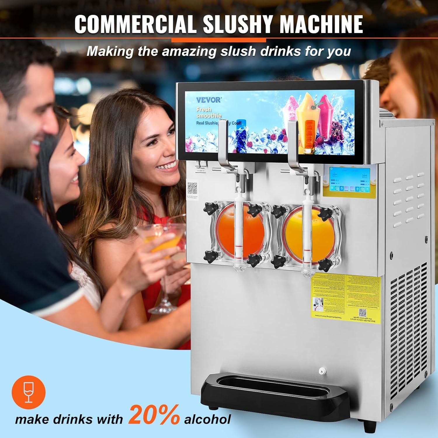 image:imageVEVOR Commercial Slushy Machine 8L 21 Gal Single Bowl Cool and Freeze Modes 1050W Stainless Steel Margarita Smoothie Frozen Drink Maker Slushie Machine for Party Cafes Restaurants Bars Home8L8L