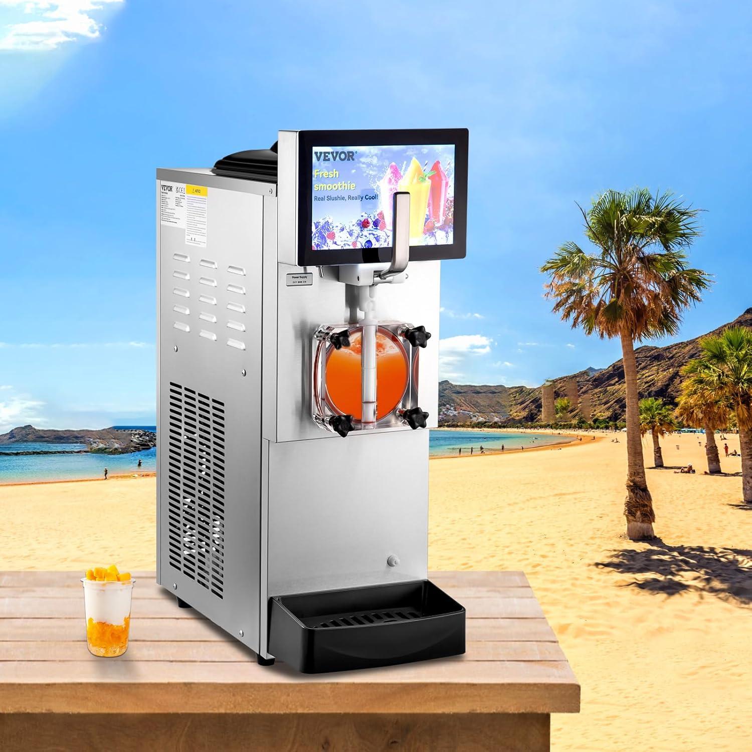 image:imageVEVOR Commercial Slushy Machine 8L 21 Gal Single Bowl Cool and Freeze Modes 1050W Stainless Steel Margarita Smoothie Frozen Drink Maker Slushie Machine for Party Cafes Restaurants Bars Home8L