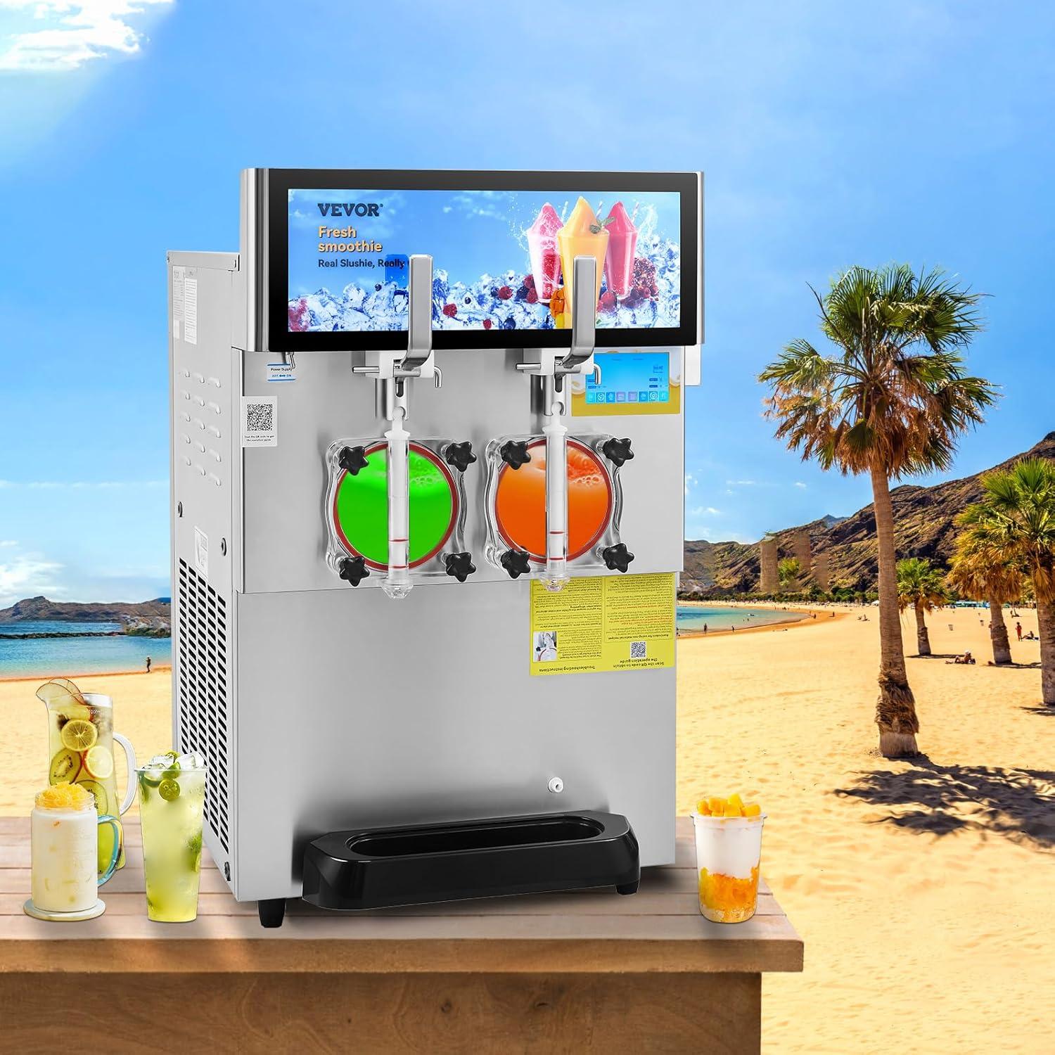 image:imageVEVOR Commercial Slushy Machine 8L 21 Gal Single Bowl Cool and Freeze Modes 1050W Stainless Steel Margarita Smoothie Frozen Drink Maker Slushie Machine for Party Cafes Restaurants Bars Home8L8L