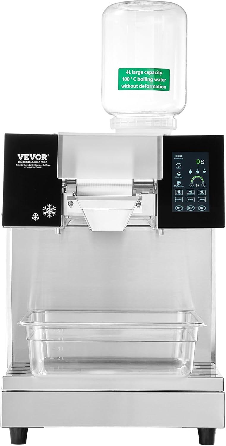 image:imageVEVOR Commercial Snowflake Ice Machine 507LBS24H Snowflake Ice Maker Stainless Steel Ice Shaver Machine Electric Snow Cone Maker Air Cooling System for Rapid Heat Dissipation for Bakery CafeLiquid Cooling
