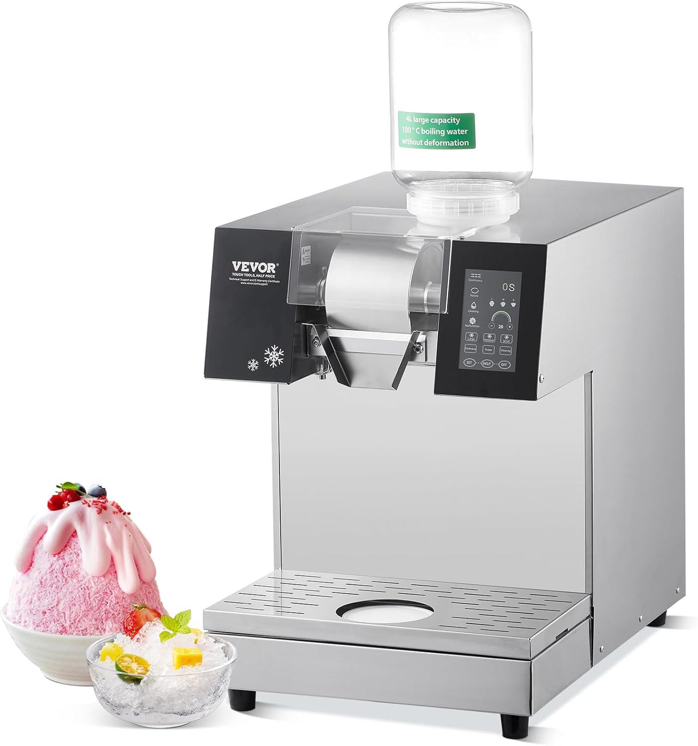 image:imageVEVOR Commercial Snowflake Ice Machine 507LBS24H Snowflake Ice Maker Stainless Steel Ice Shaver Machine Electric Snow Cone Maker Air Cooling System for Rapid Heat Dissipation for Bakery CafeLiquid Cooling