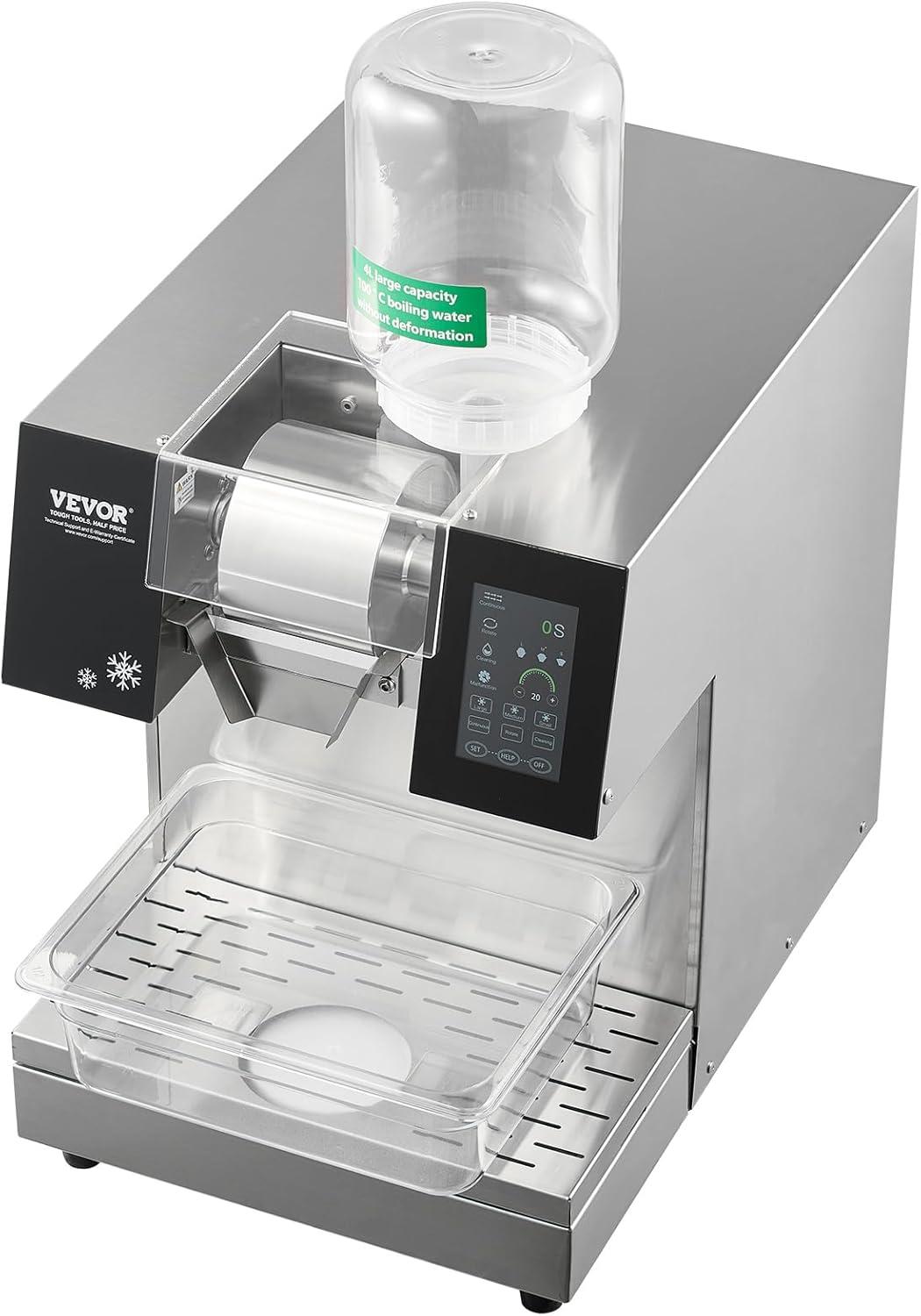 image:imageVEVOR Commercial Snowflake Ice Machine 507LBS24H Snowflake Ice Maker Stainless Steel Ice Shaver Machine Electric Snow Cone Maker Air Cooling System for Rapid Heat Dissipation for Bakery CafeLiquid Cooling