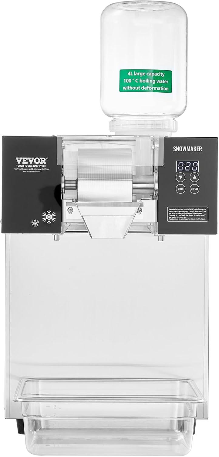 image:imageVEVOR Commercial Snowflake Ice Machine 507LBS24H Snowflake Ice Maker Stainless Steel Ice Shaver Machine Electric Snow Cone Maker Air Cooling System for Rapid Heat Dissipation for Bakery CafeLiquid Cooling