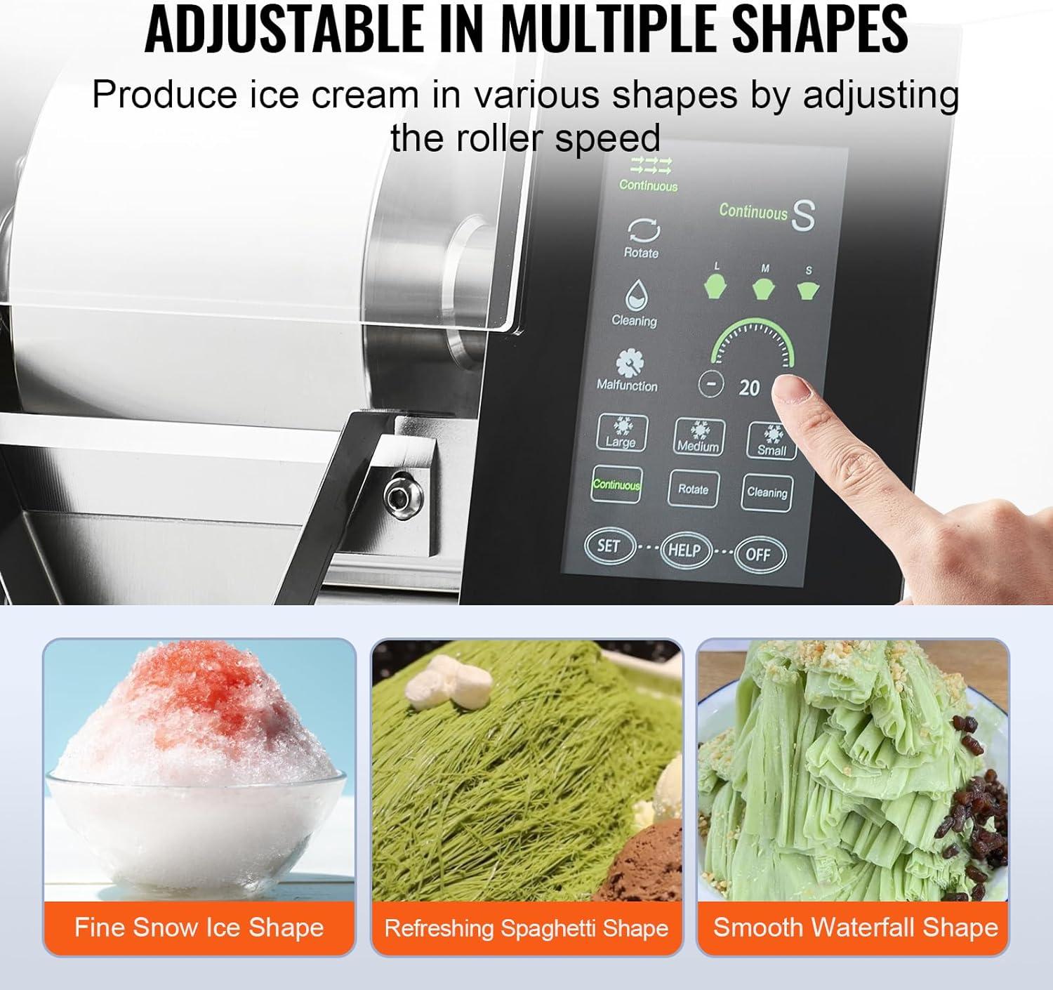 image:imageVEVOR Commercial Snowflake Ice Machine 507LBS24H Snowflake Ice Maker Stainless Steel Ice Shaver Machine Electric Snow Cone Maker Air Cooling System for Rapid Heat Dissipation for Bakery CafeLiquid Cooling