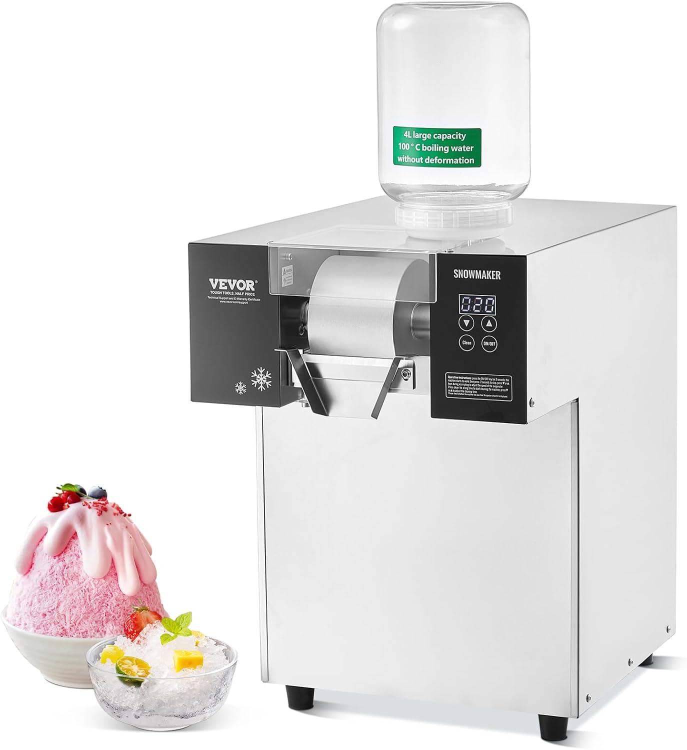 image:imageVEVOR Commercial Snowflake Ice Machine 507LBS24H Snowflake Ice Maker Stainless Steel Ice Shaver Machine Electric Snow Cone Maker Air Cooling System for Rapid Heat Dissipation for Bakery CafeLiquid Cooling