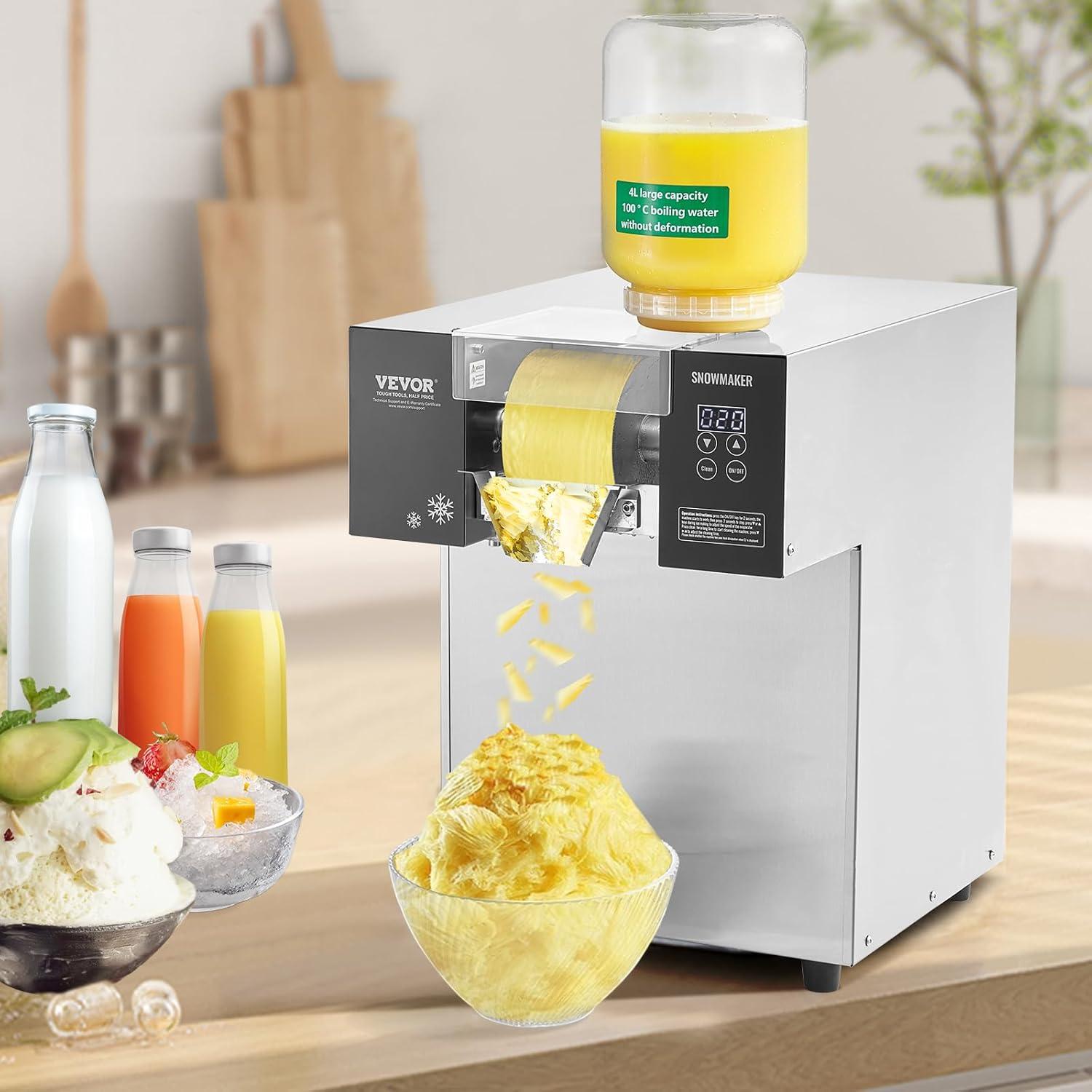 image:imageVEVOR Commercial Snowflake Ice Machine 507LBS24H Snowflake Ice Maker Stainless Steel Ice Shaver Machine Electric Snow Cone Maker Air Cooling System for Rapid Heat Dissipation for Bakery CafeLiquid Cooling