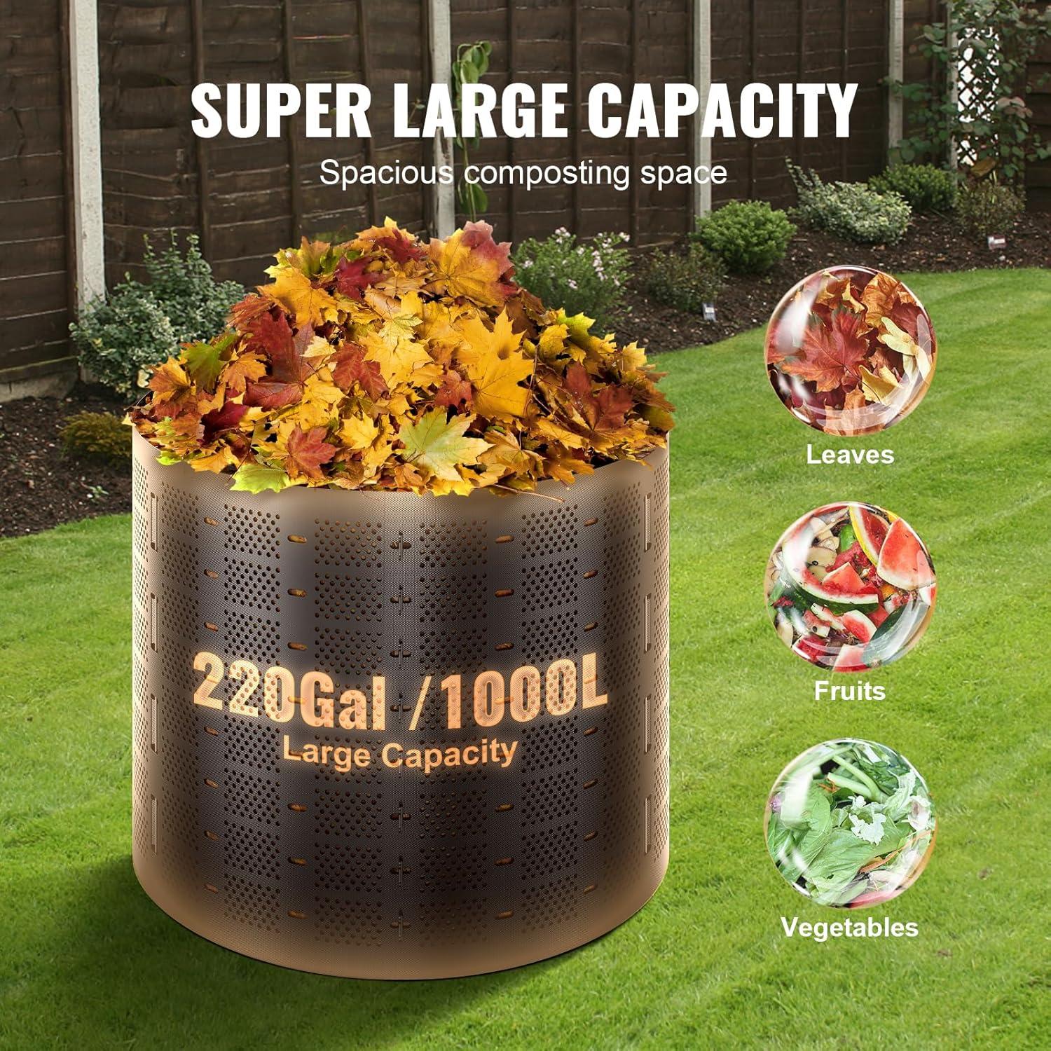 image:imageVEVOR Compost Bin 220 Gallon Outdoor Expandable Composter Easy to Setup amp Large Capacity Composting Bin Fast Creation of Fertile Soil220 Gallon