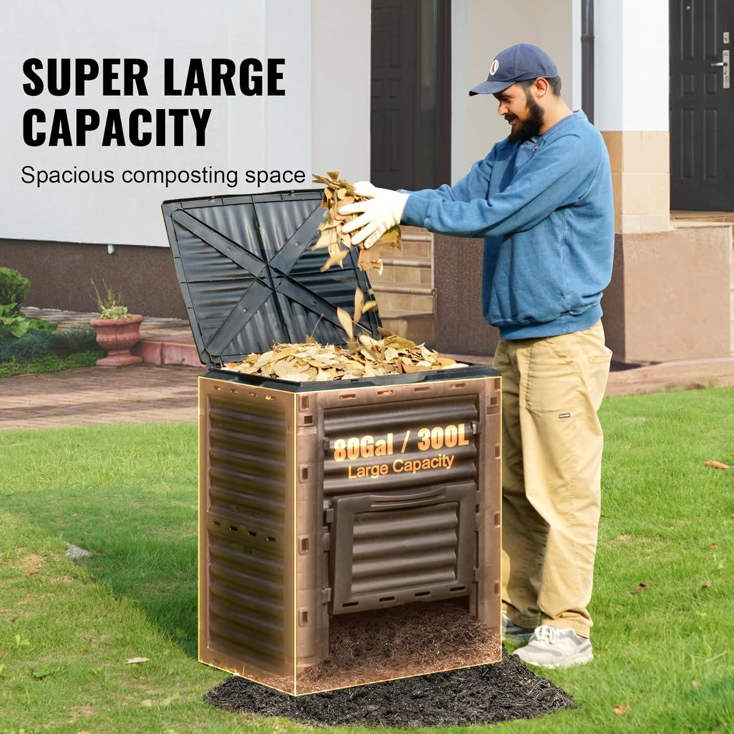 image:imageVEVOR Compost Bin 220 Gallon Outdoor Expandable Composter Easy to Setup amp Large Capacity Composting Bin Fast Creation of Fertile Soil80 Gallon