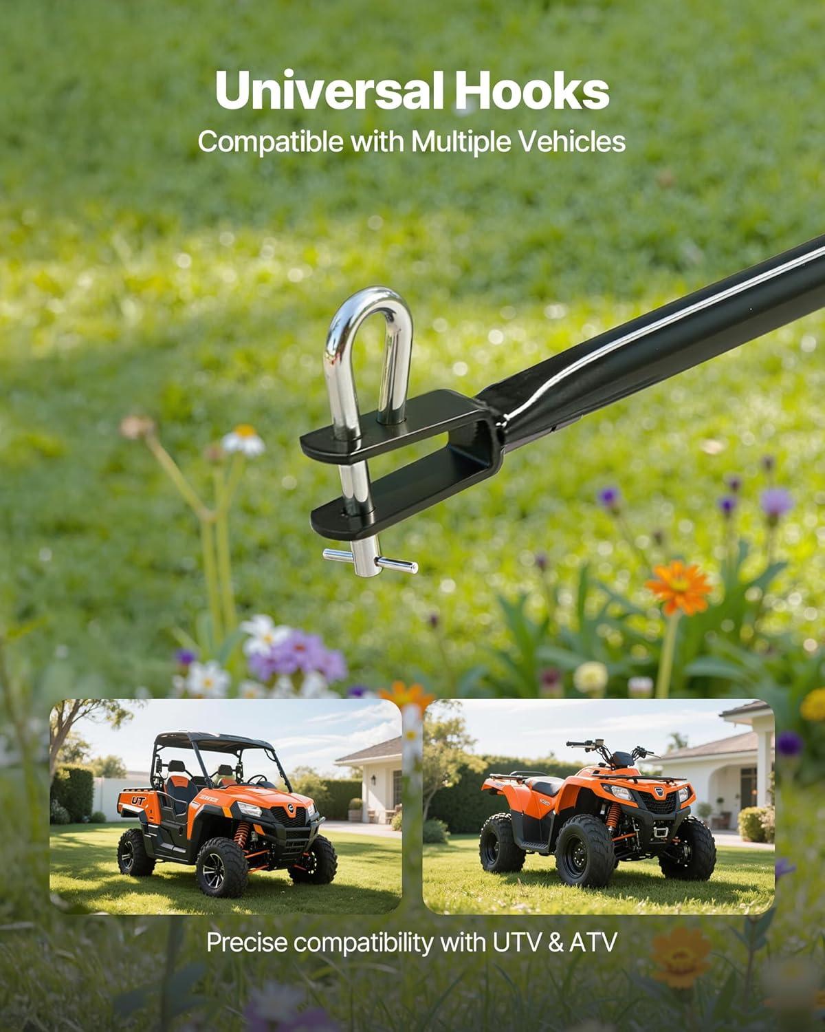 image:imageVEVOR Compost Spreader 244256 Height Adjustable Handle 24 Wide Lawn and Garden Peat Moss Roller with Side Latches Powder Coated Steel Mesh Basket for Spreading Manure Topsoil BlackWhite Hubs Black Components