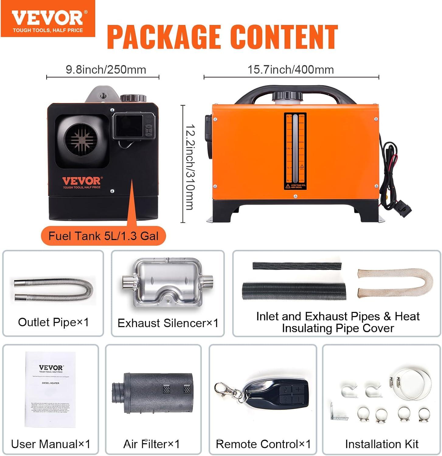 image:imageVEVOR Diesel Heater 5KW Diesel Heater with Bluetooth App Control Allinone Diesel Heater with Automatic Altitude Adjustment Portable Parking Heater for RV Trailer Camper Van Boat Car