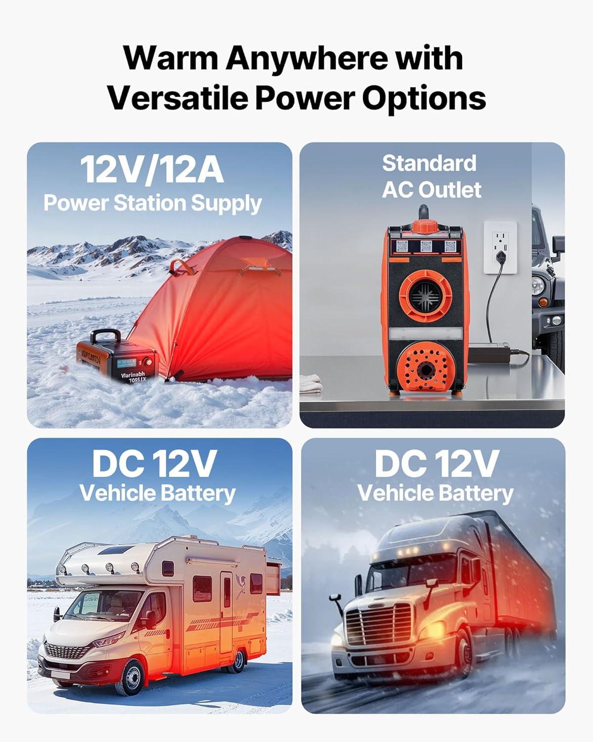 image:imageVEVOR Diesel Heater 8KW DC 12V All in One Portable Diesel Air Heater with Bluetooth APP Control Remote Control and LCD Screen 12 Gal Fuel Tank for Vehicles Vans RVs Campers and GaragesBlackOrangeH