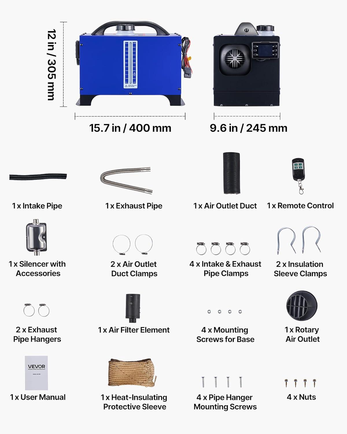 image:imageVEVOR Diesel Heater 8KW DC 12V24V All in One Portable Diesel Air Heater with Remote Control and LCD Display Fast Heating Low Noise 13 Gal Fuel Tank for Vehicles RVs Vans Tractors and TrucksAll in oneW