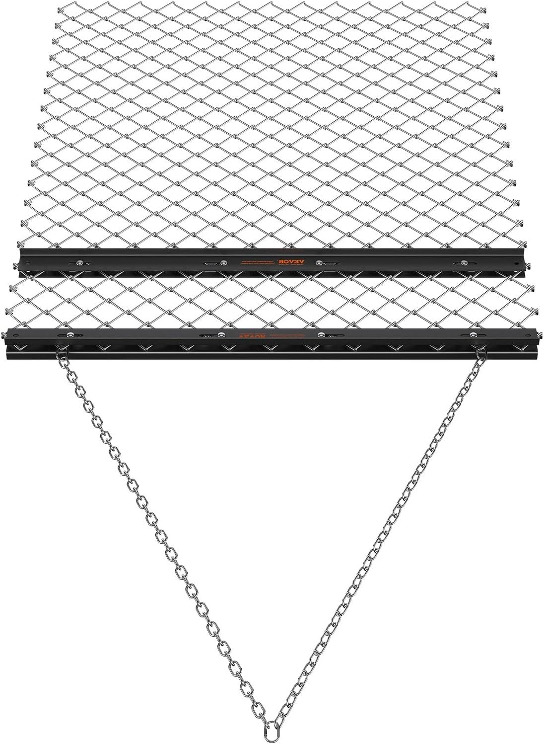image:imageVEVOR Drag Harrow 4 x 5 ft Chain Harrow Made from Q235 Steel UTV Tractor Attachments for Landscape Leveling or Sod Prepping Durable Harrow Rake for Gravel Driveway Farm Field Garden Black4 x 5