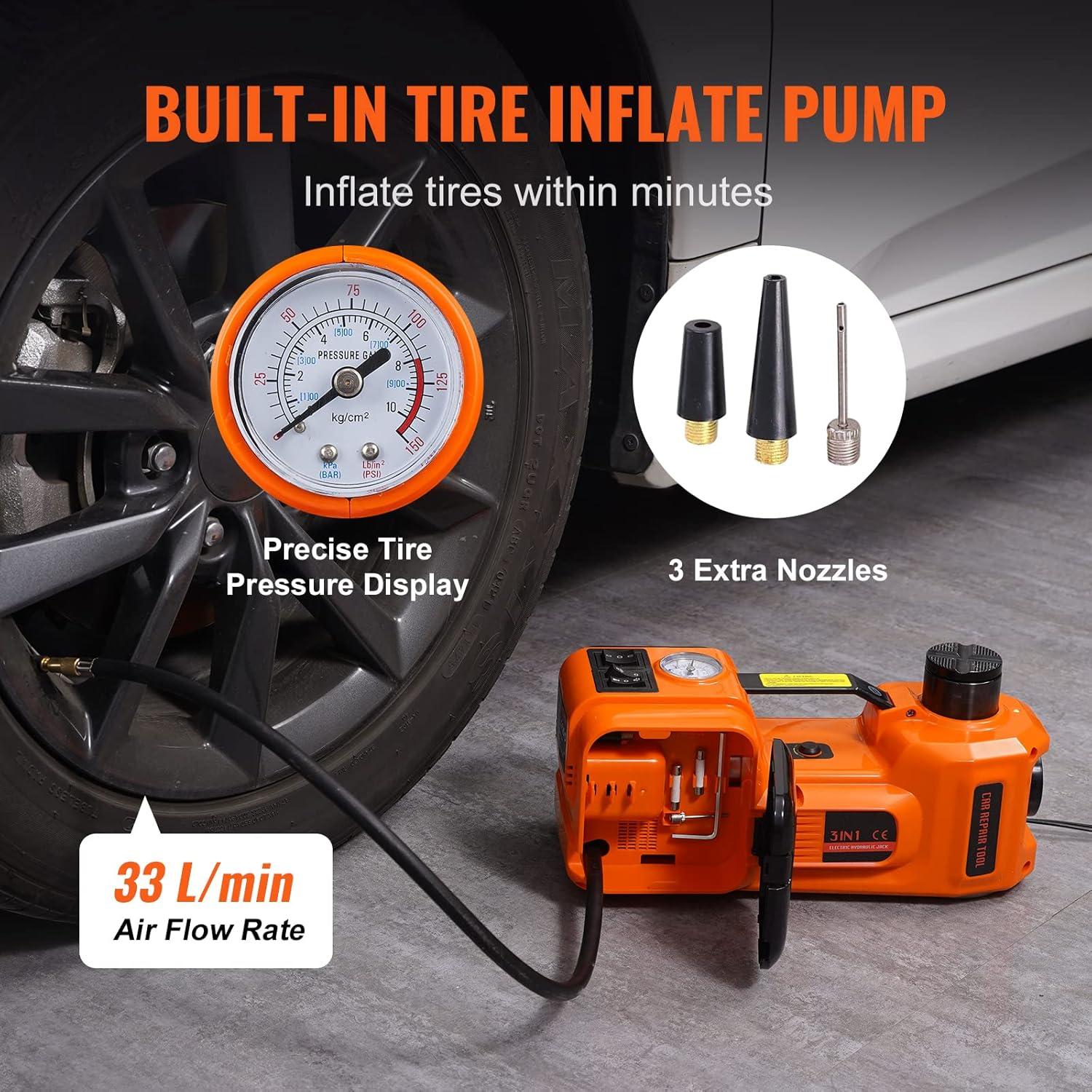 image:imageVEVOR Electric Car Jack 5 Ton11023 LBS Hydraulic Jack Lift with Builtin Inflatable Pump and LED Light5T